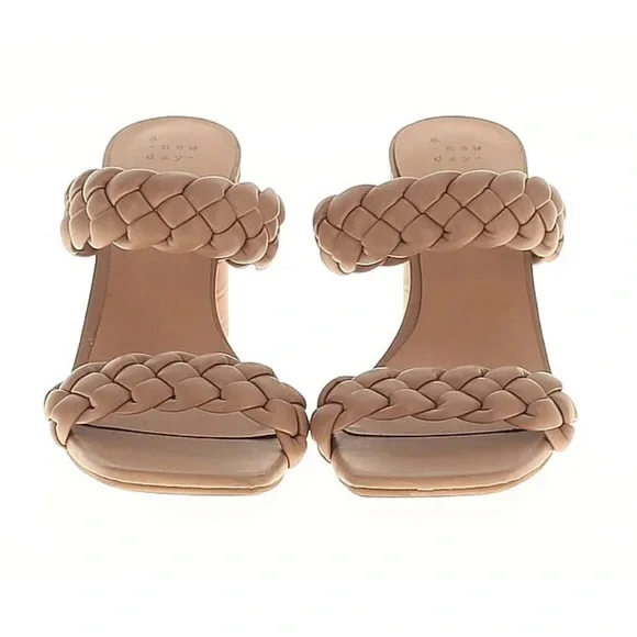a new day Basil Heeled Tan Braided Women's Sandals - Picture 2 of 6